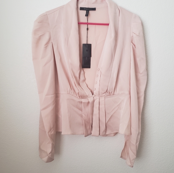 NWT BCBG Satin Pleated Button Top - Picture 8 of 8